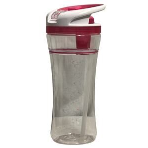 Cool Gear Clear Pink White Sip Straw Water Bottle BPA Free Top Shelf Safe 2013
